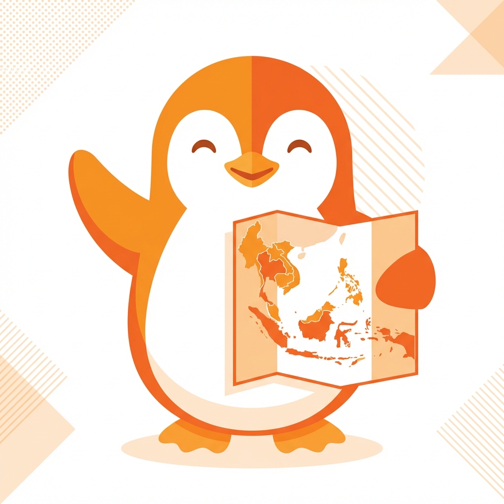 Penguin waving map